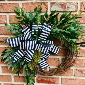 Striped Navy and White Everyday Wreath